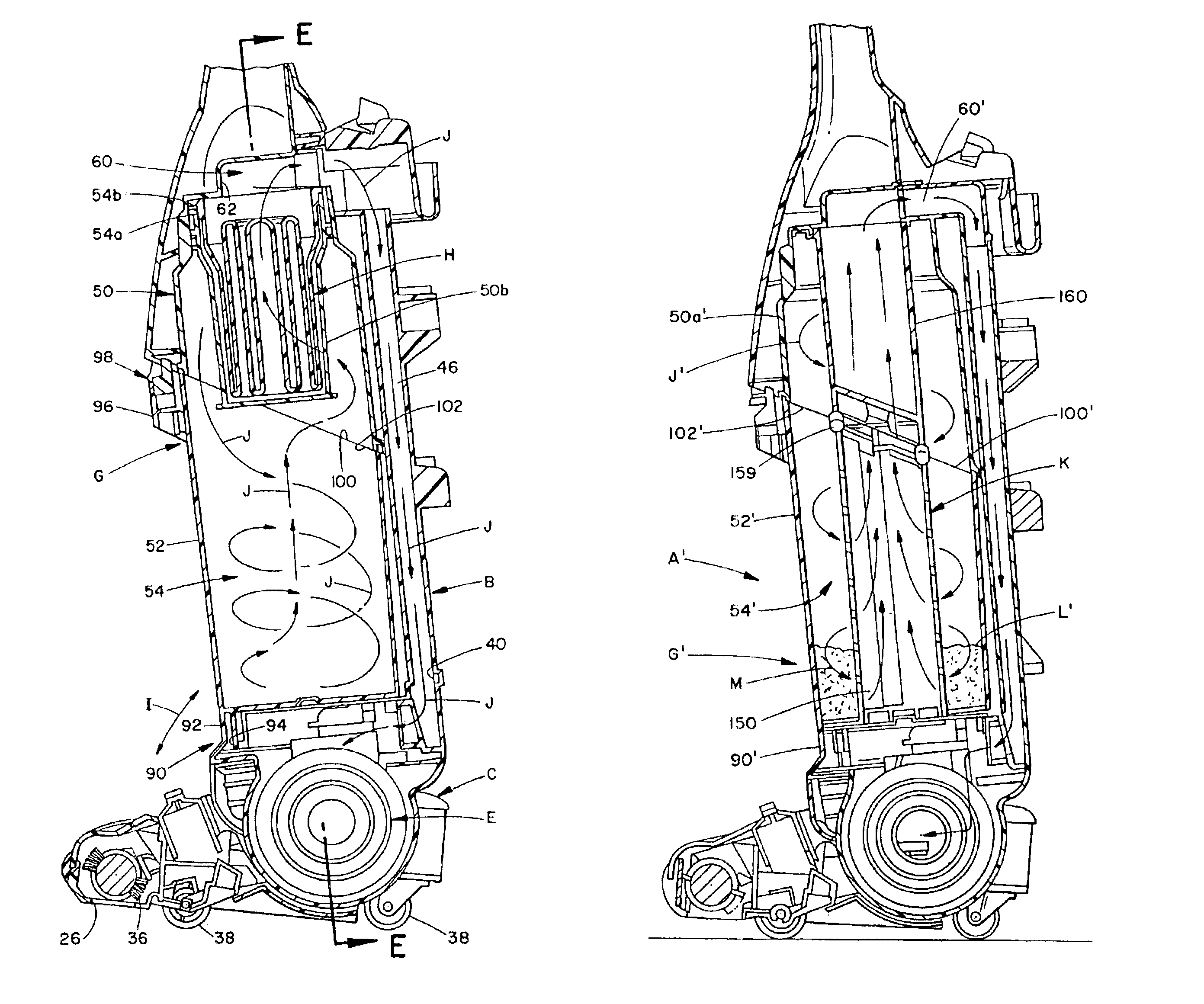 Upright vacuum cleaner with cyclonic airflow