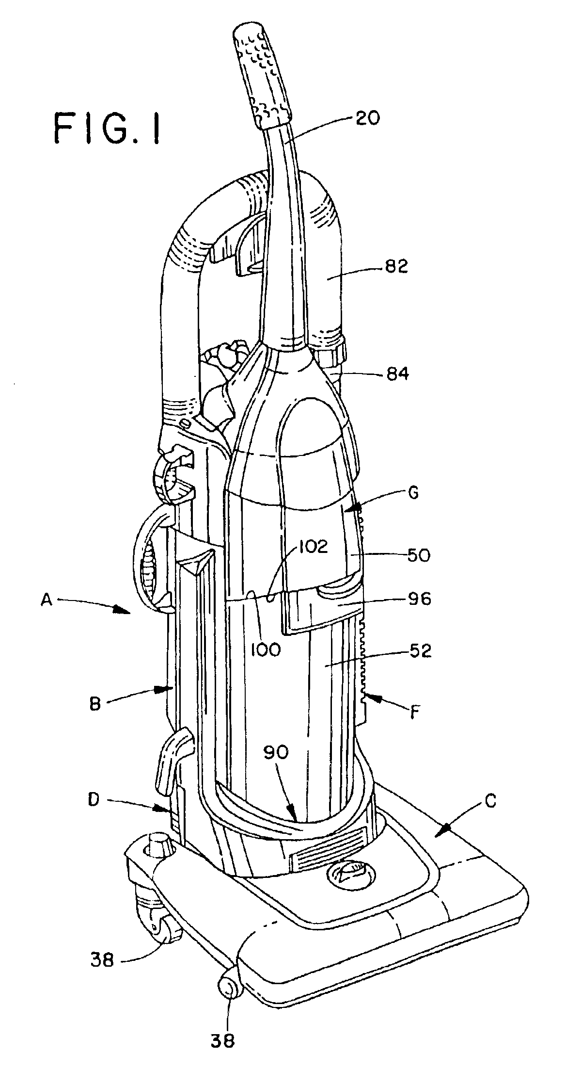 Upright vacuum cleaner with cyclonic airflow