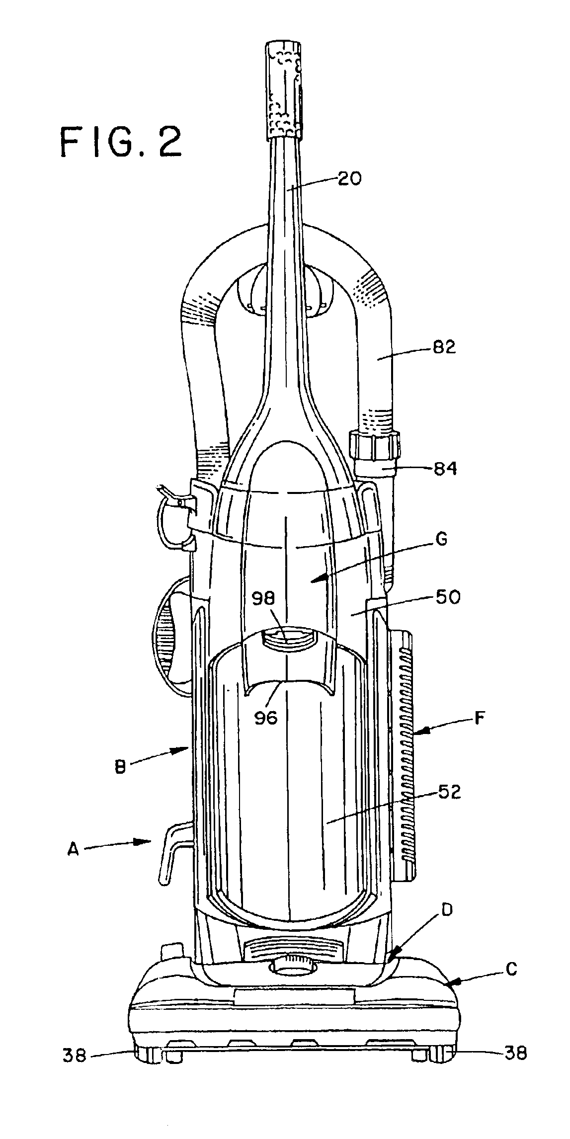 Upright vacuum cleaner with cyclonic airflow