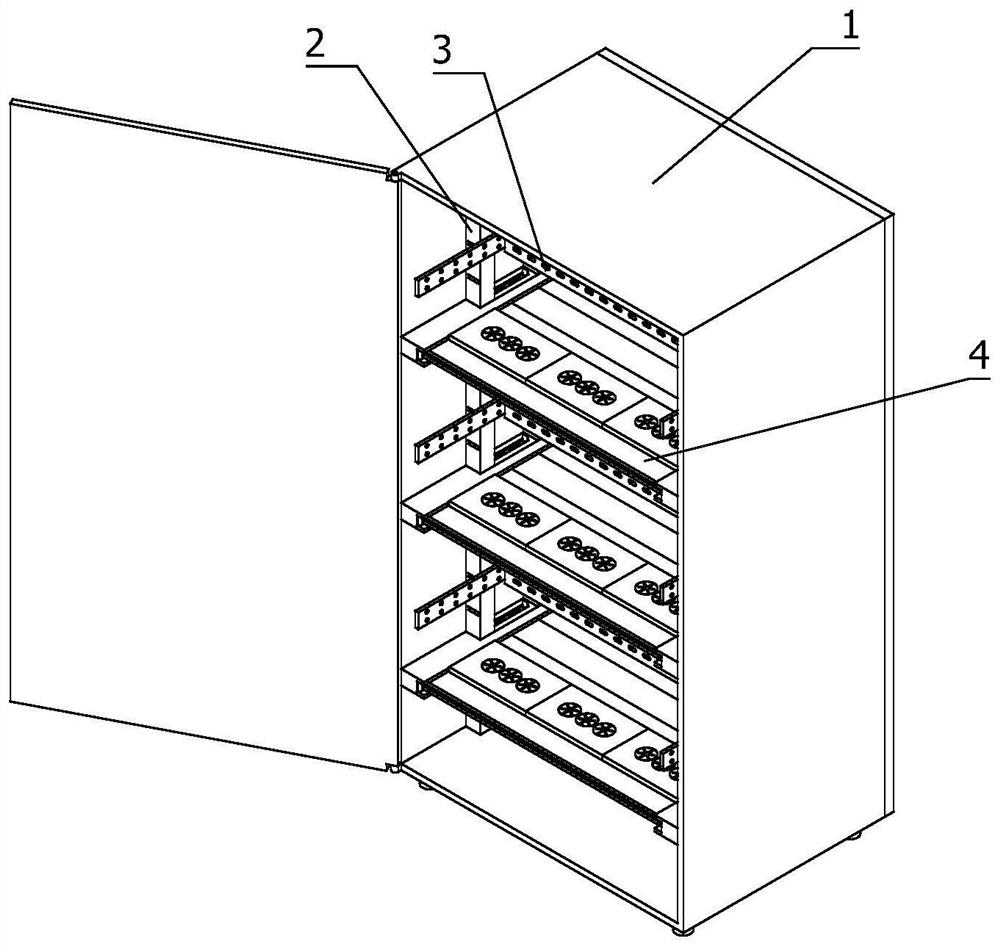 Electrical cabinet with layered line supporting mechanism