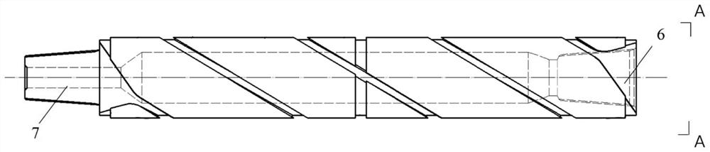 Double-spiral-groove drill rod coated with optical fibers and communication drilling machine