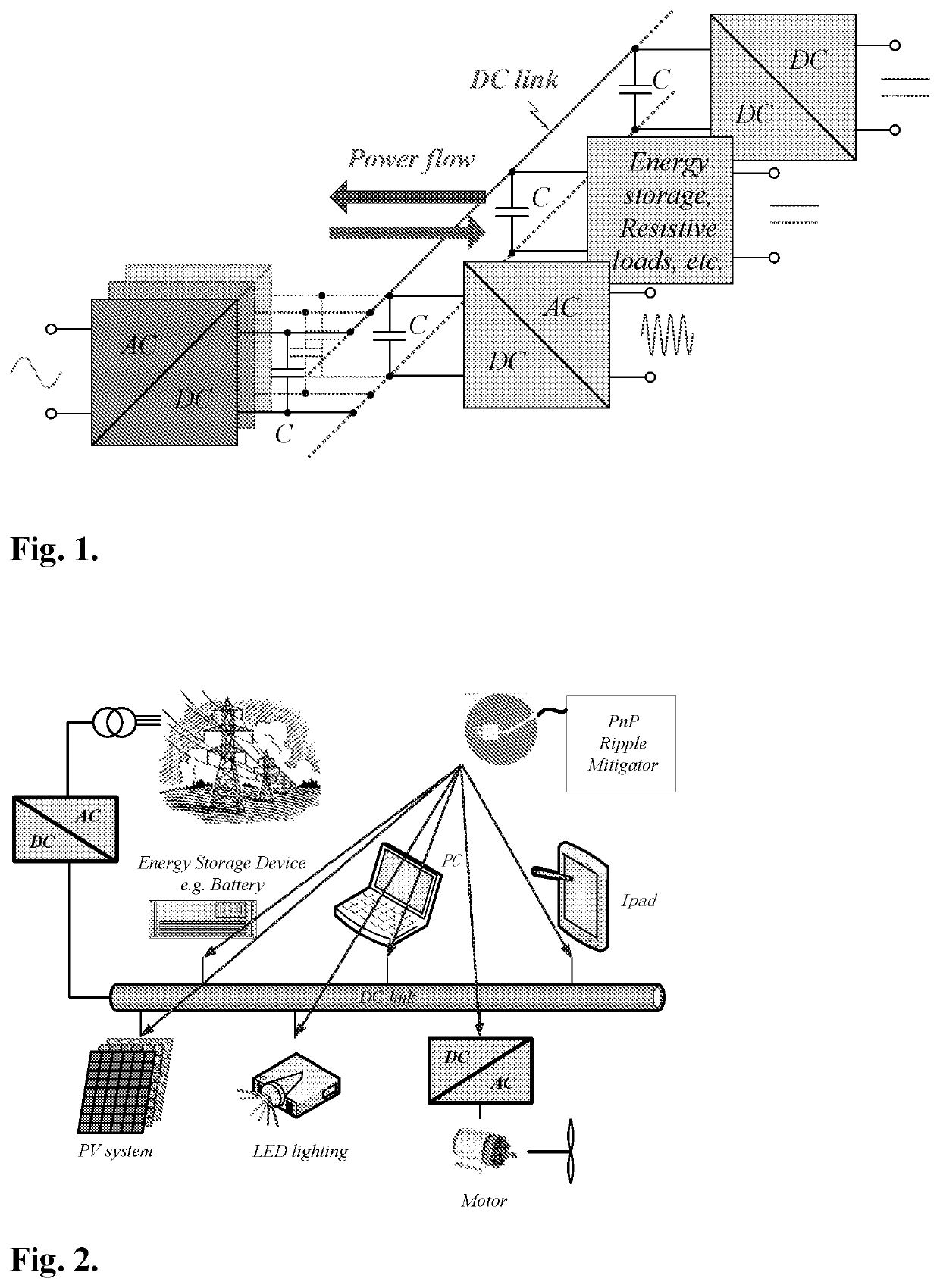 Plug-and-play ripple pacifier for DC voltage links in power electronics systems and DC power grids