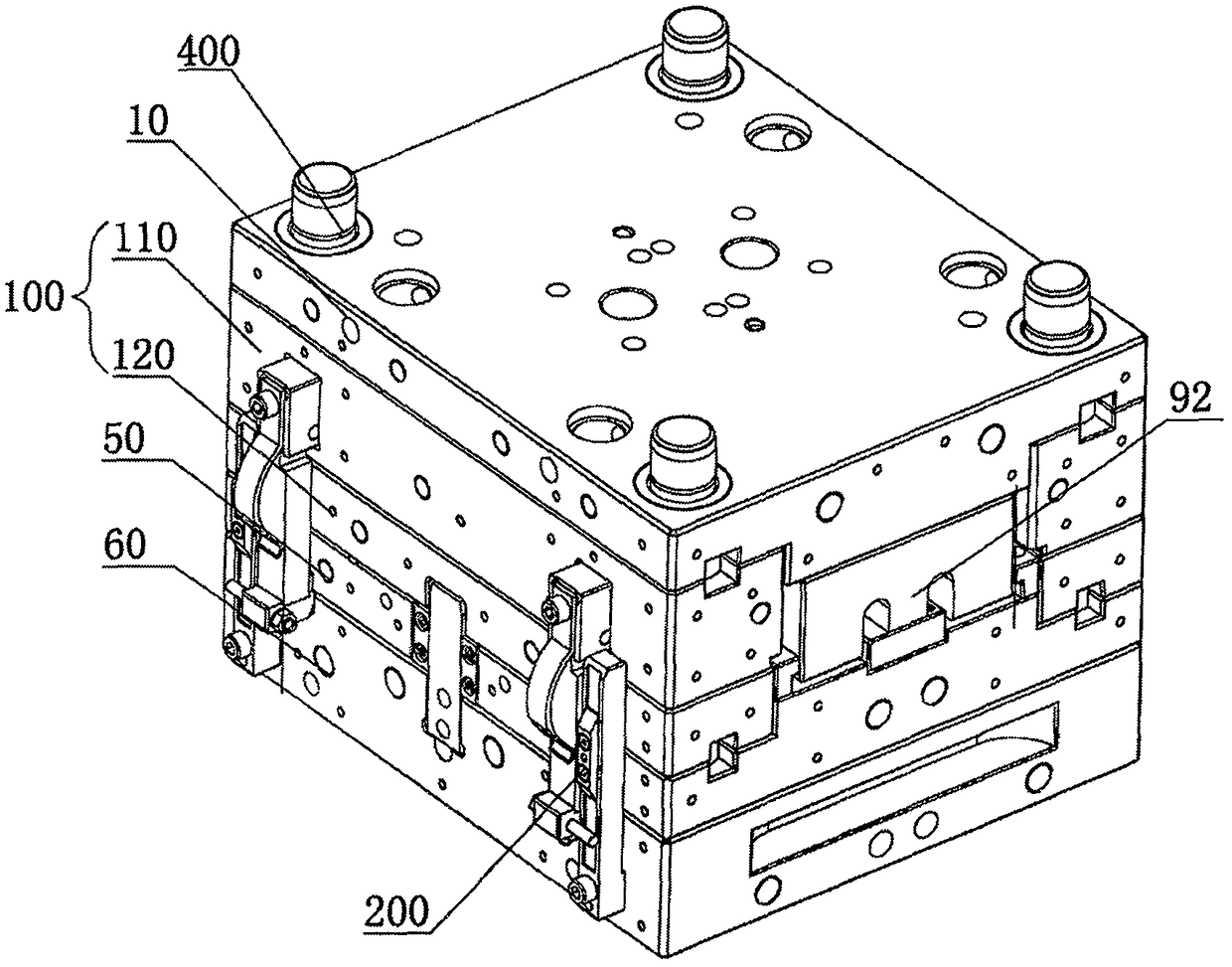 No-thimble-plate core pulling molding mold