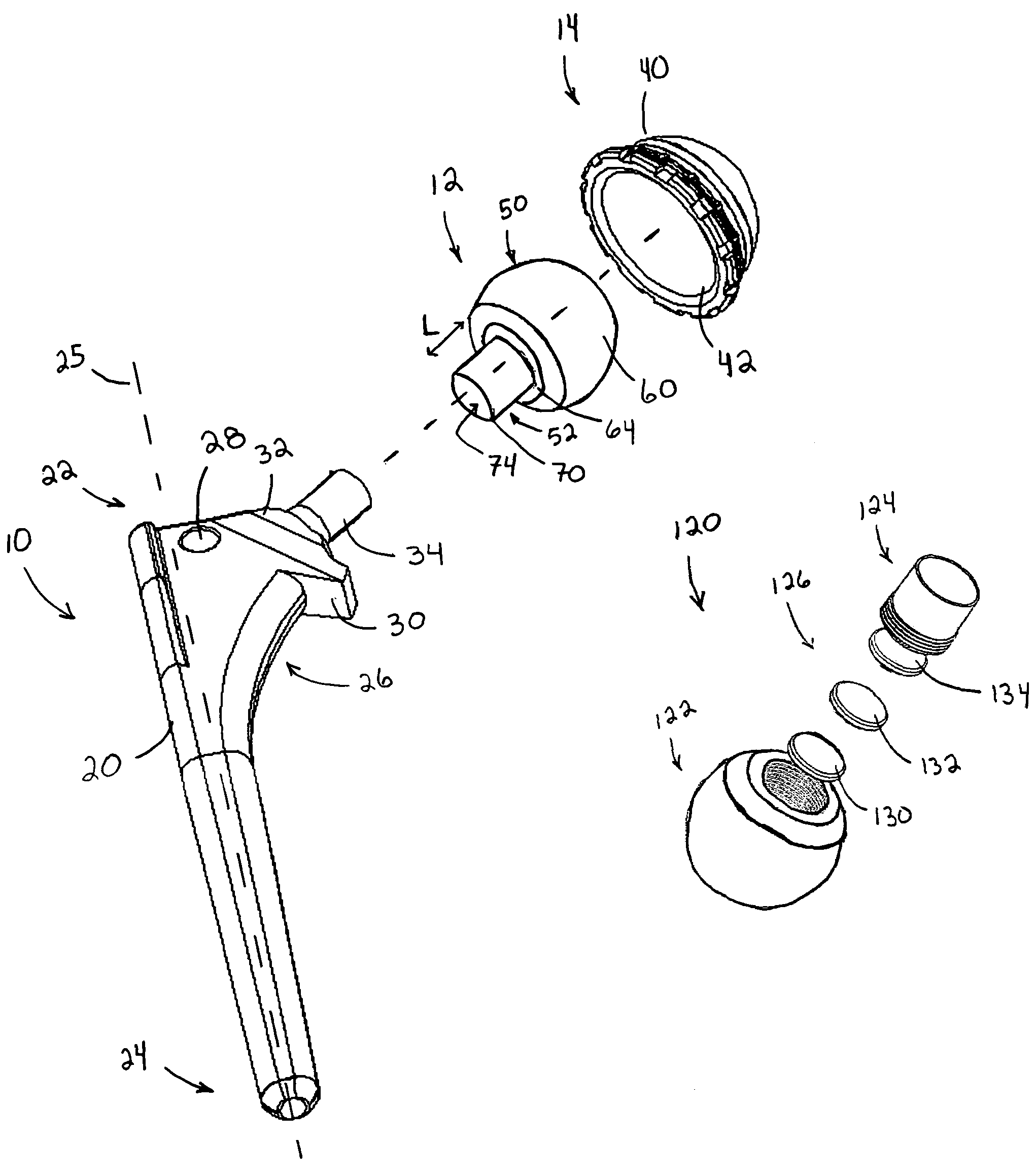 Femoral head assembly with variable offset