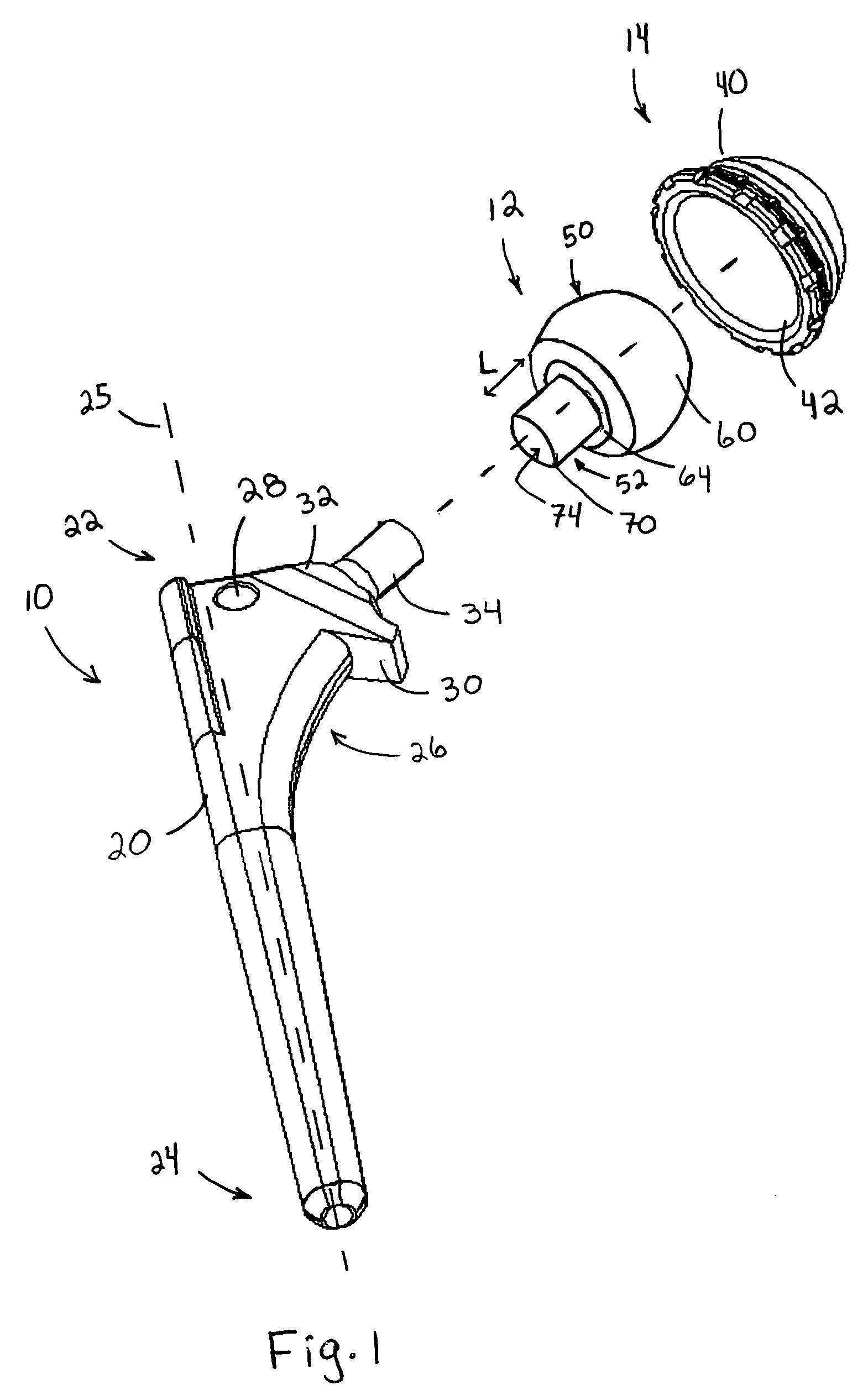 Femoral head assembly with variable offset