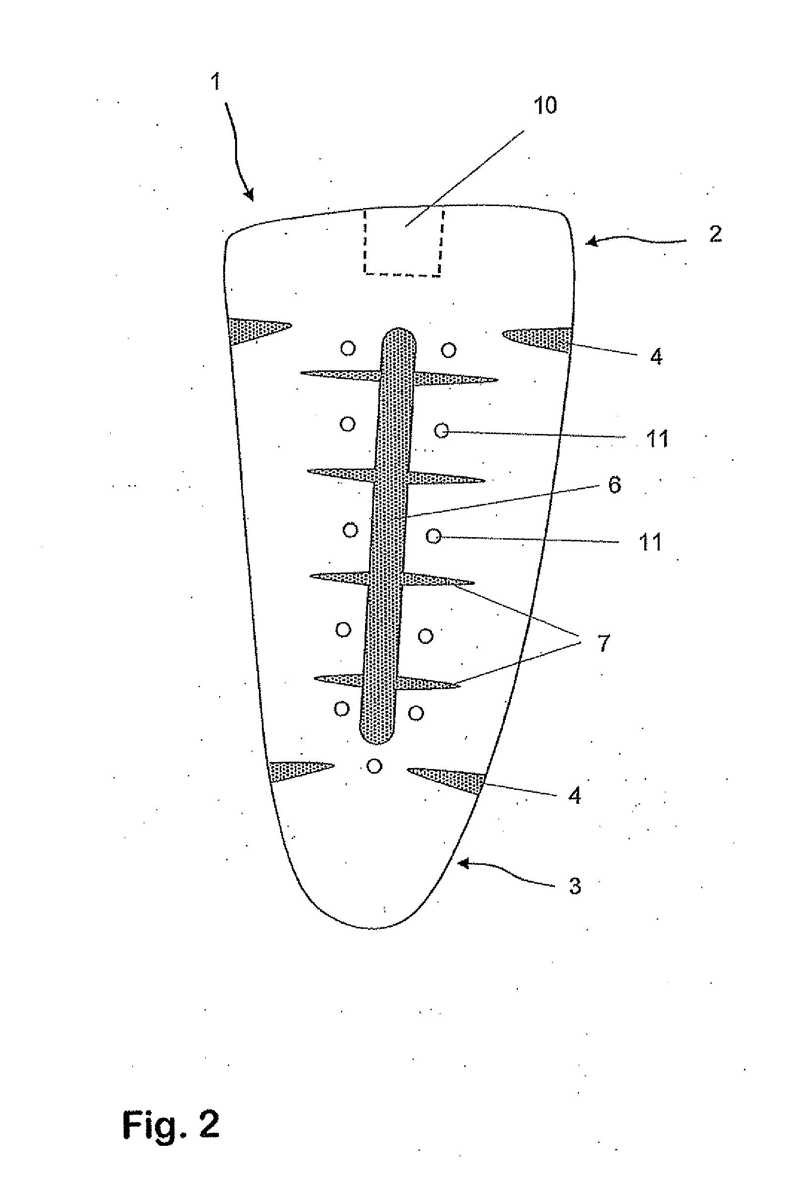 Air-permeable tongue for shoes, comprising a rigid yet flexible tongue part