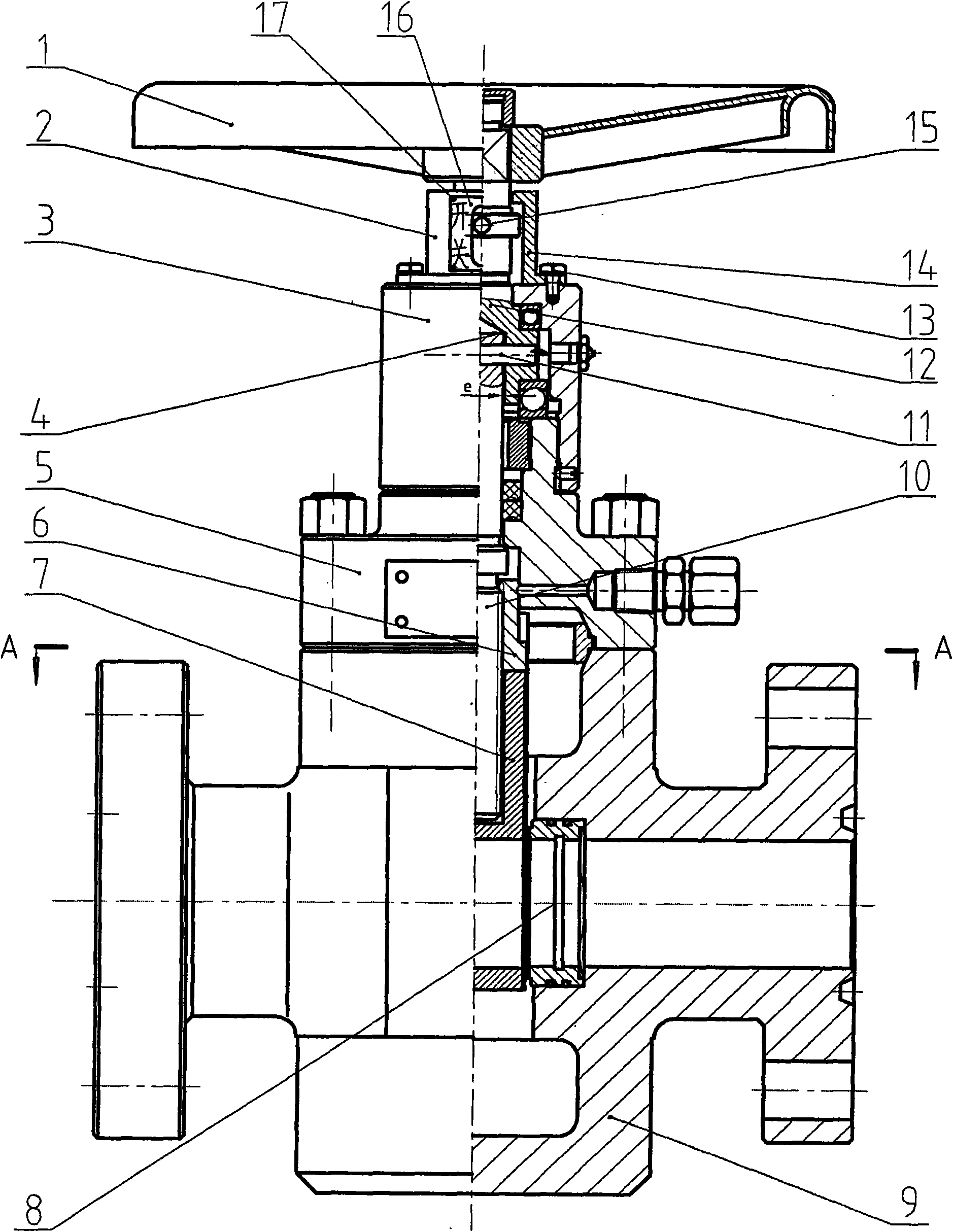 Two-section nonrising stem flat valve with switch indicator