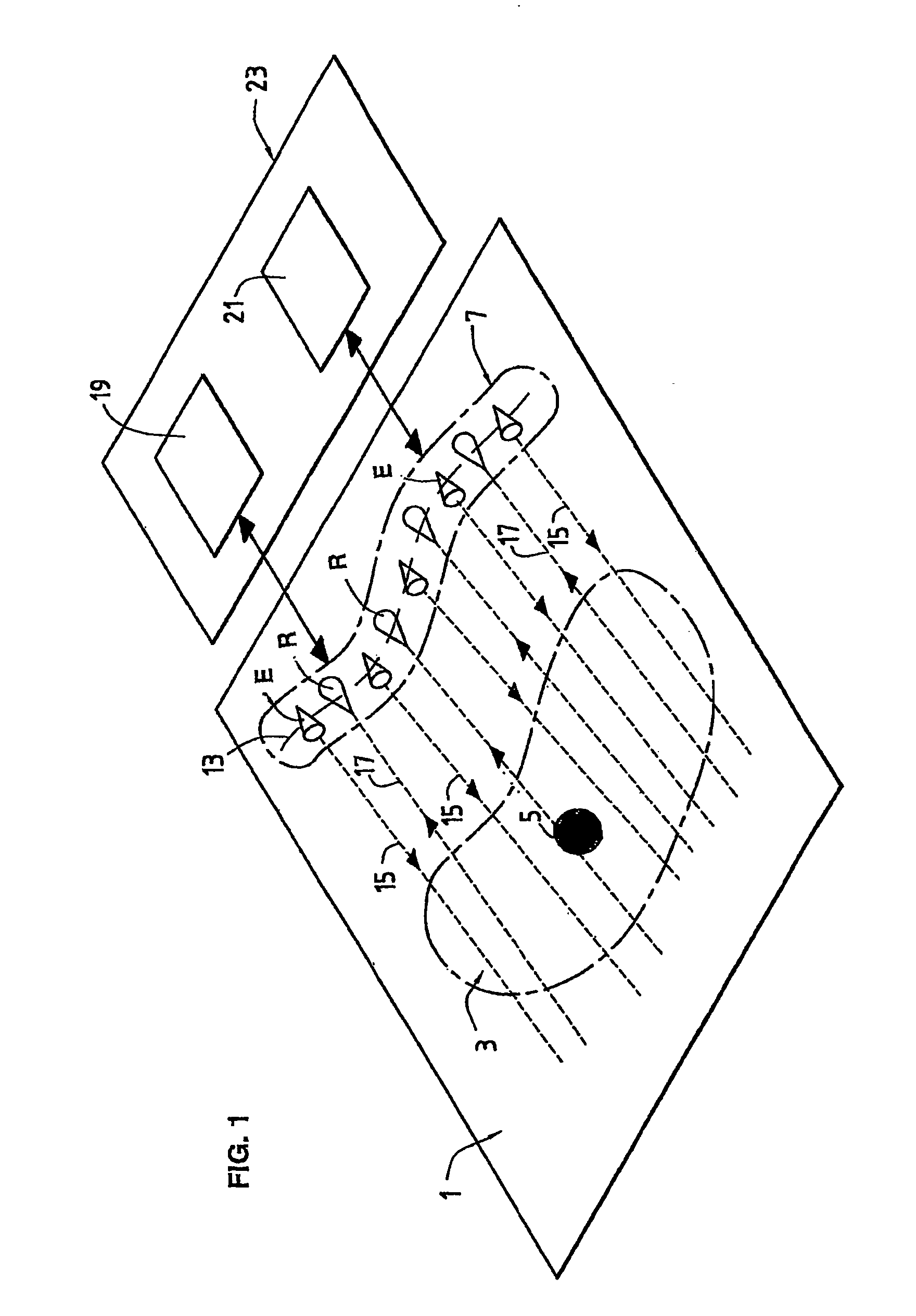 Method and a device for optically detecting the position of an object by measuring light reflected by that object