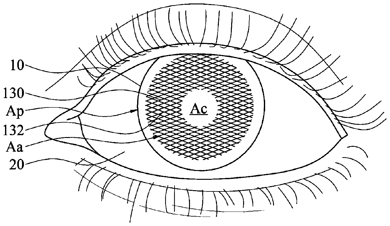 Contact lens without central moire pattern, method for analyzing changes in moiré pattern thereof, and monitoring system for changes in intraocular pressure