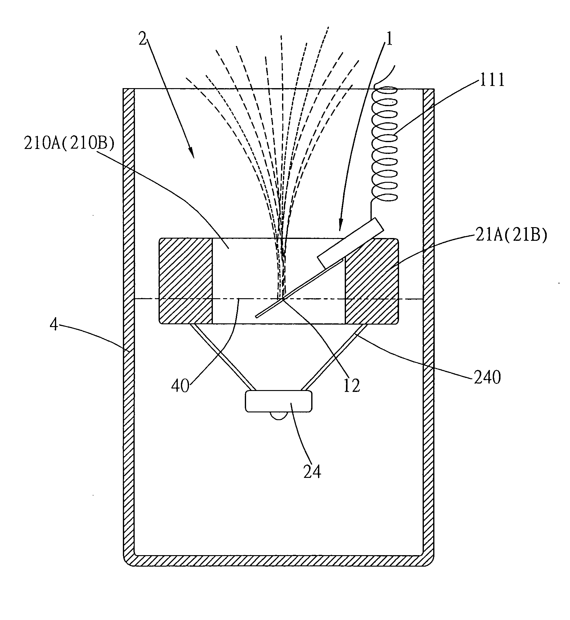 Mechanism for the draft of a high frequency atomization device