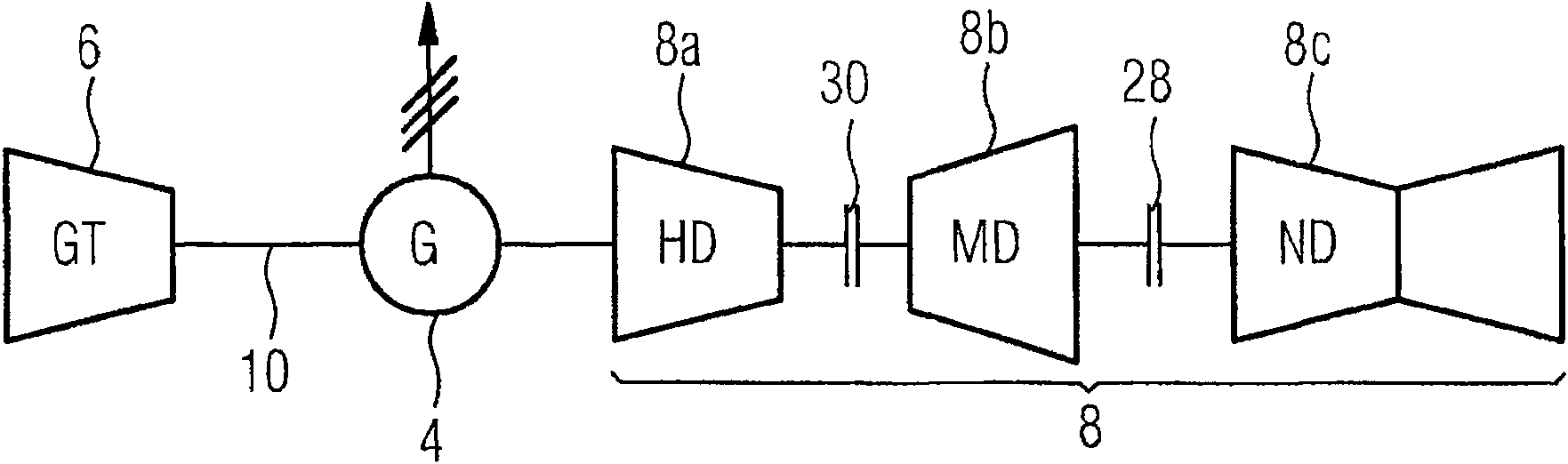 Gas and steam turbine installation and method for operating the same