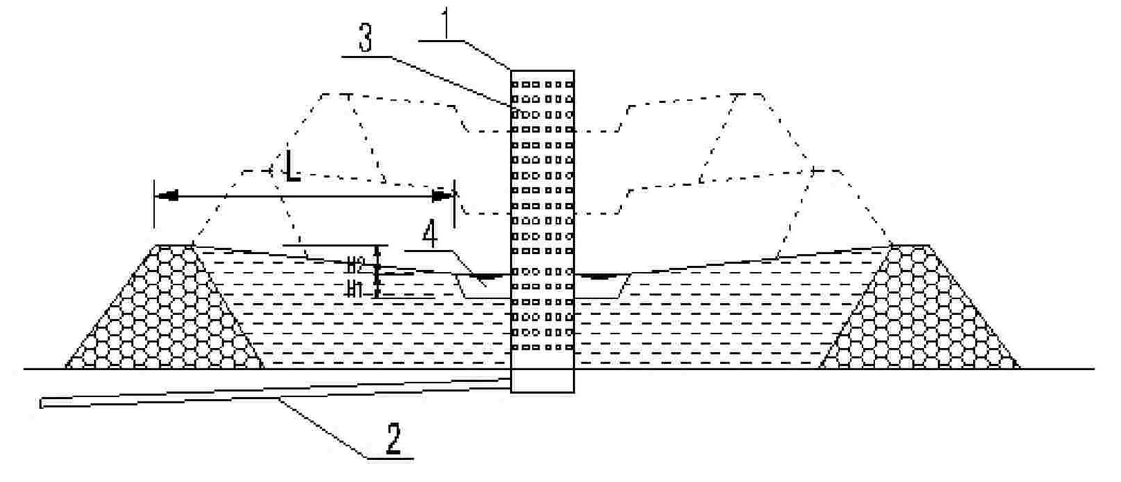 Flood discharge structure for red mud filter cake storage yard