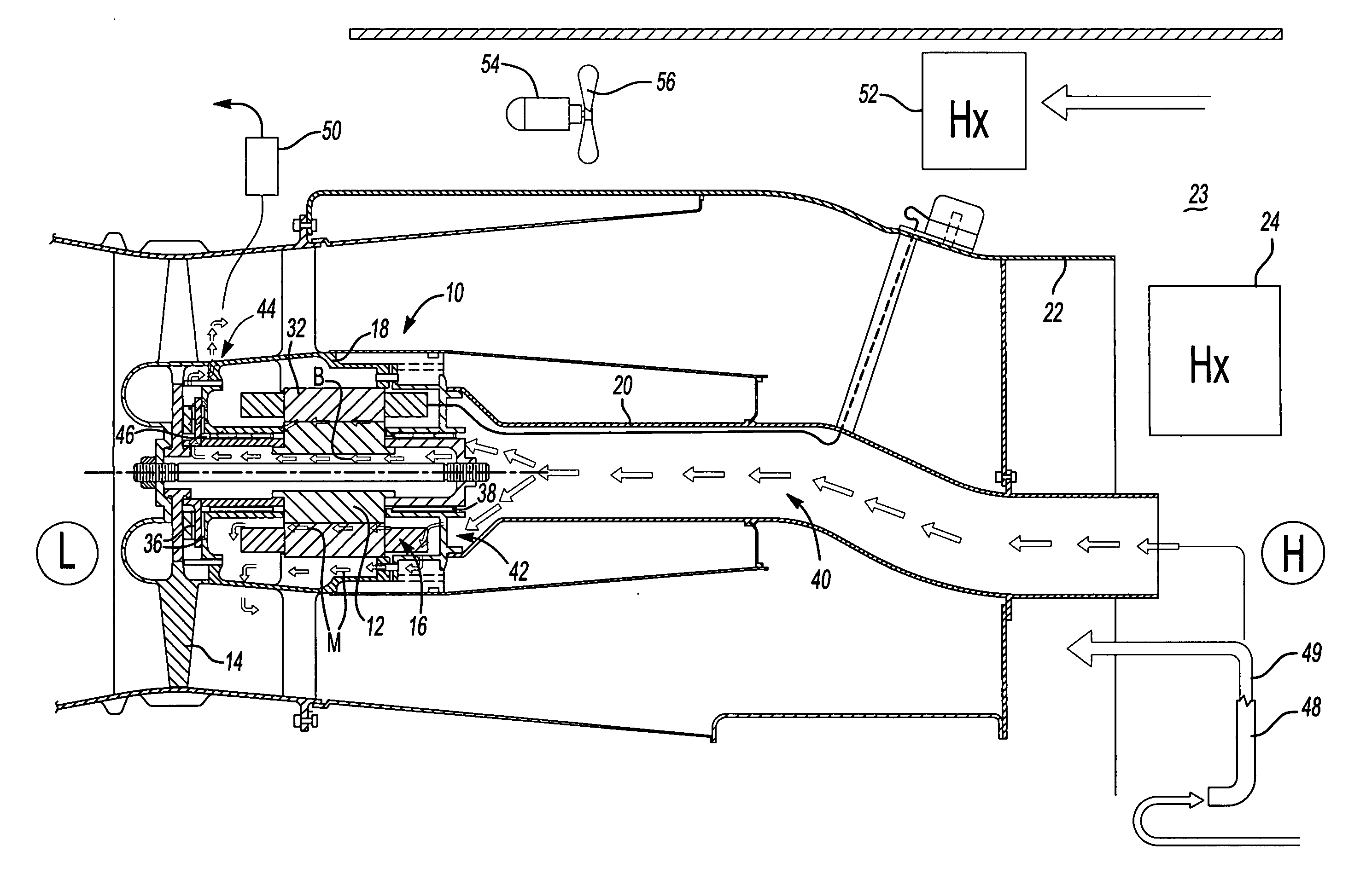 Integral motor and air bearing cooling path