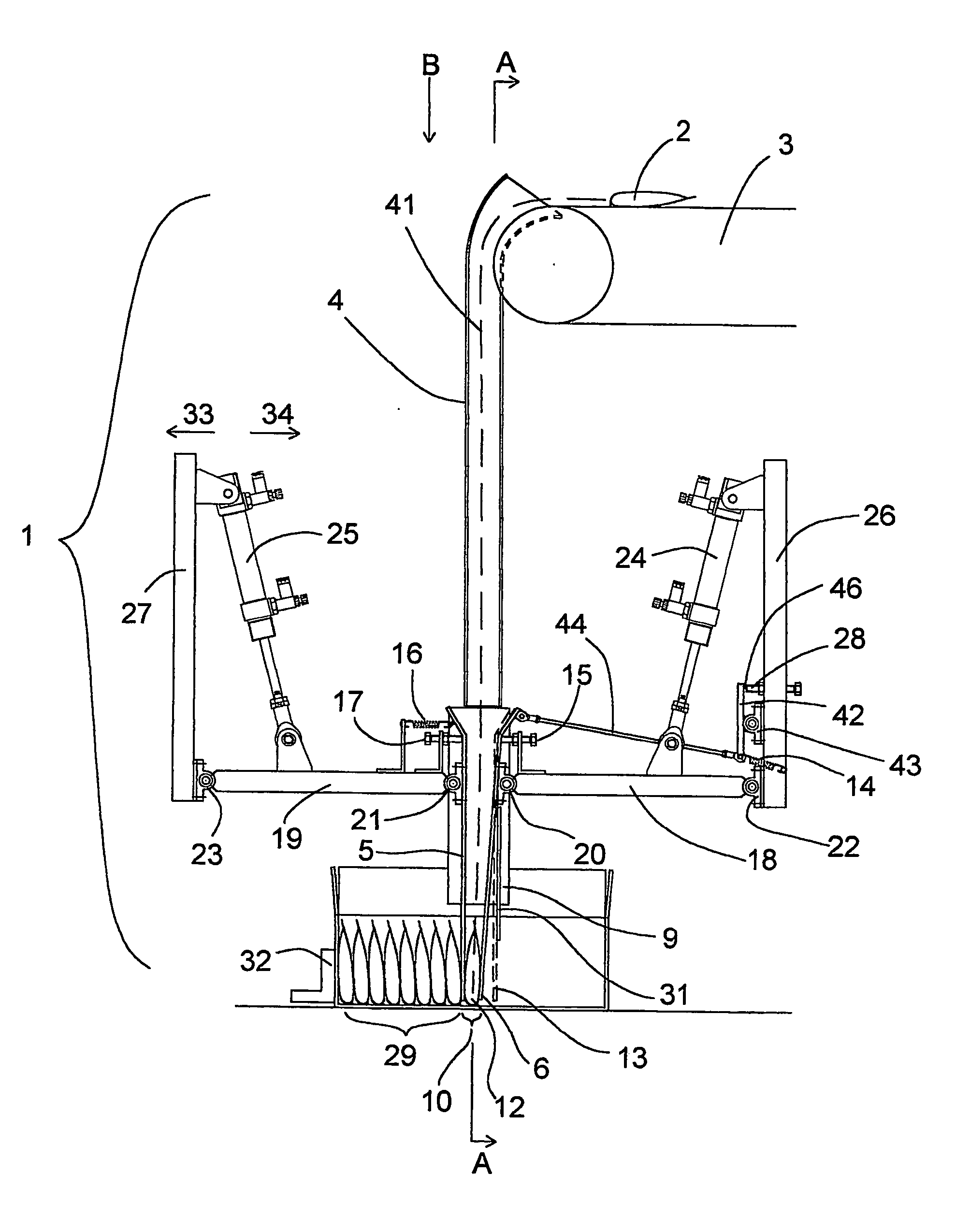 Device for guiding objects into containers