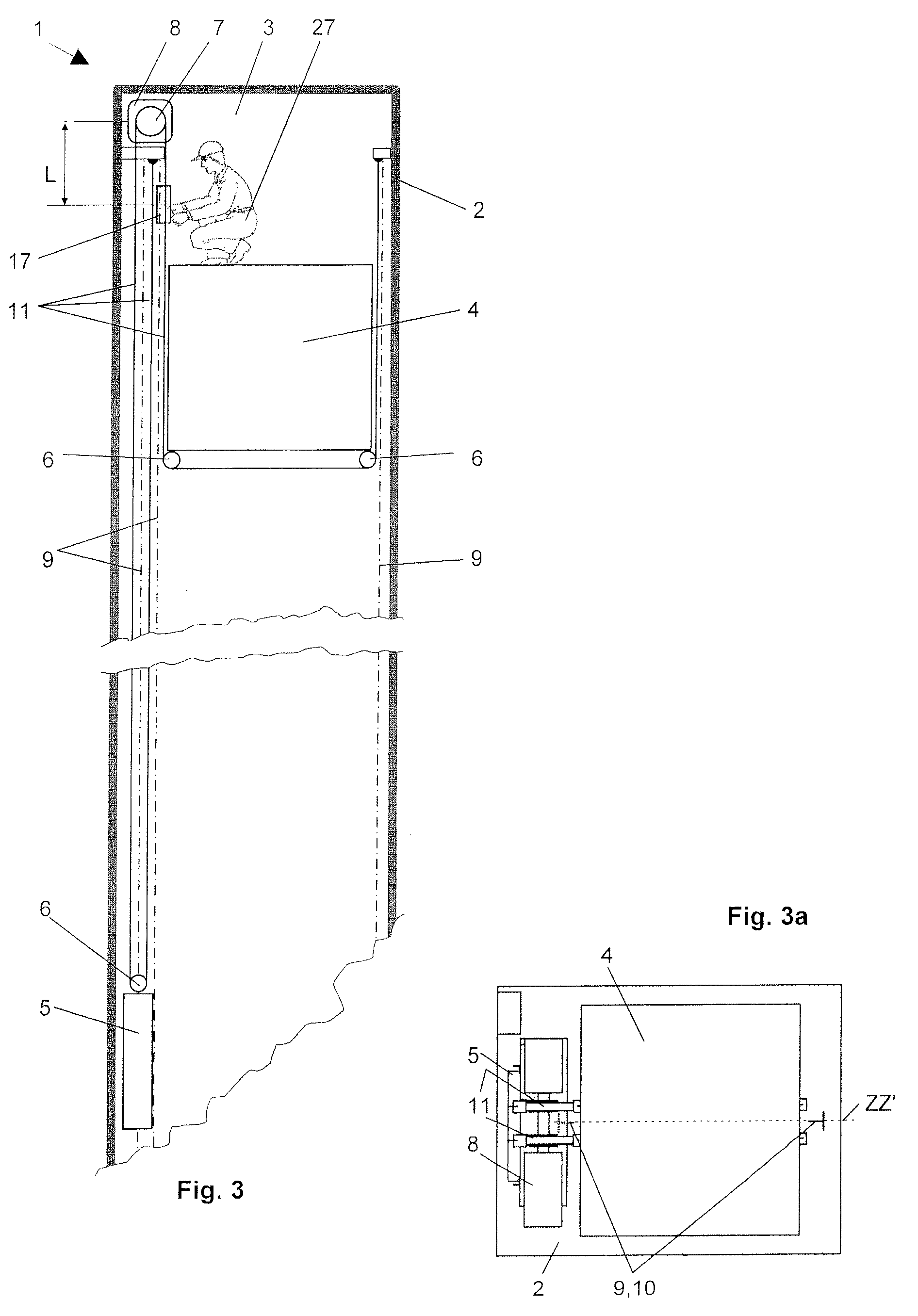 Elevator installation with a support means monitoring device for monitoring the state of the support means and a method for checking the support means