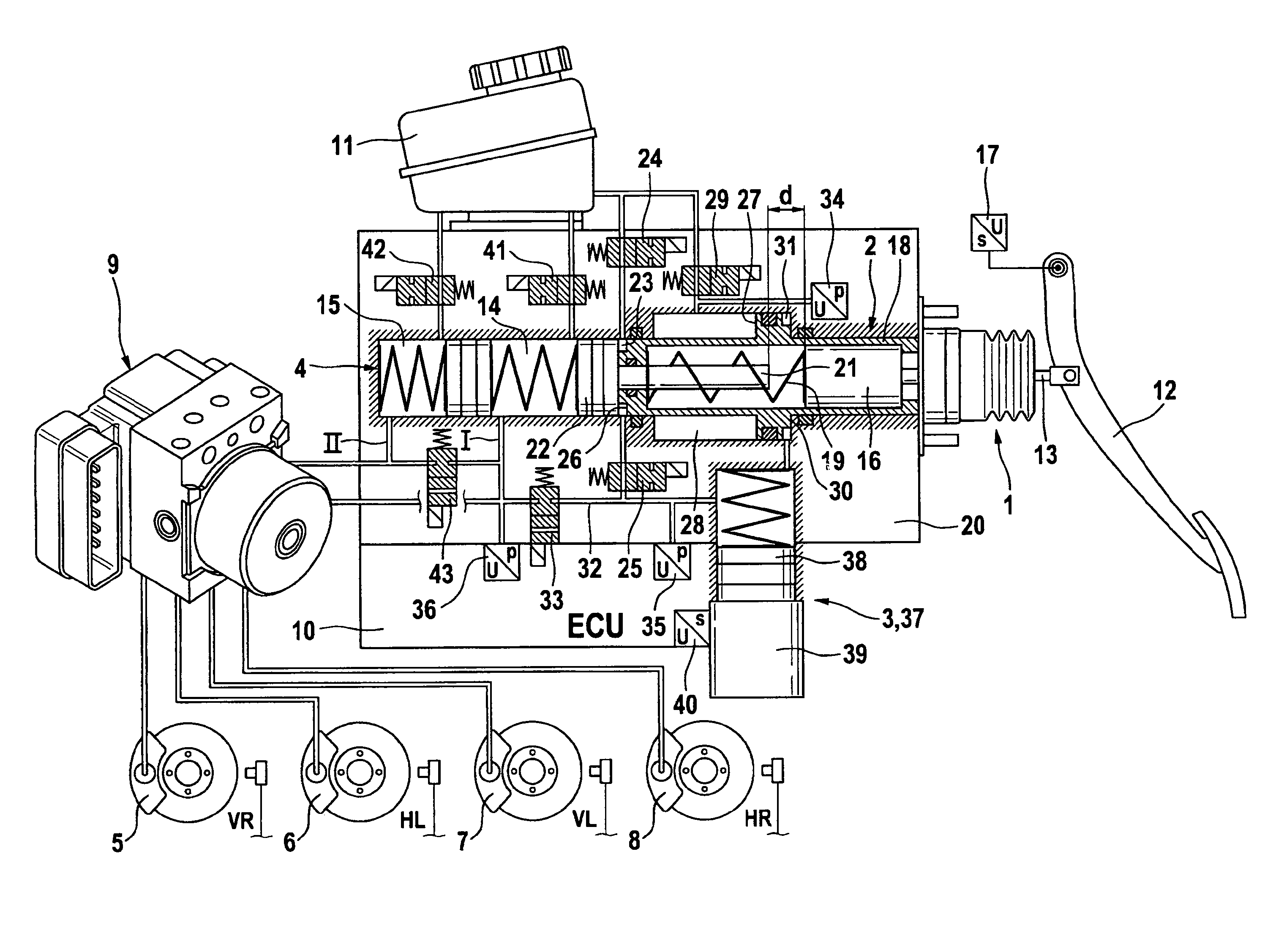 Brake system for motor vehicles