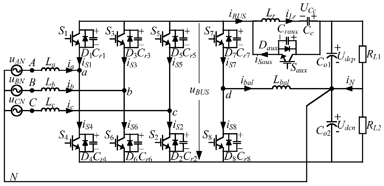 Method for modulating three-phase four-wire soft-switching rectifier having equalizing function