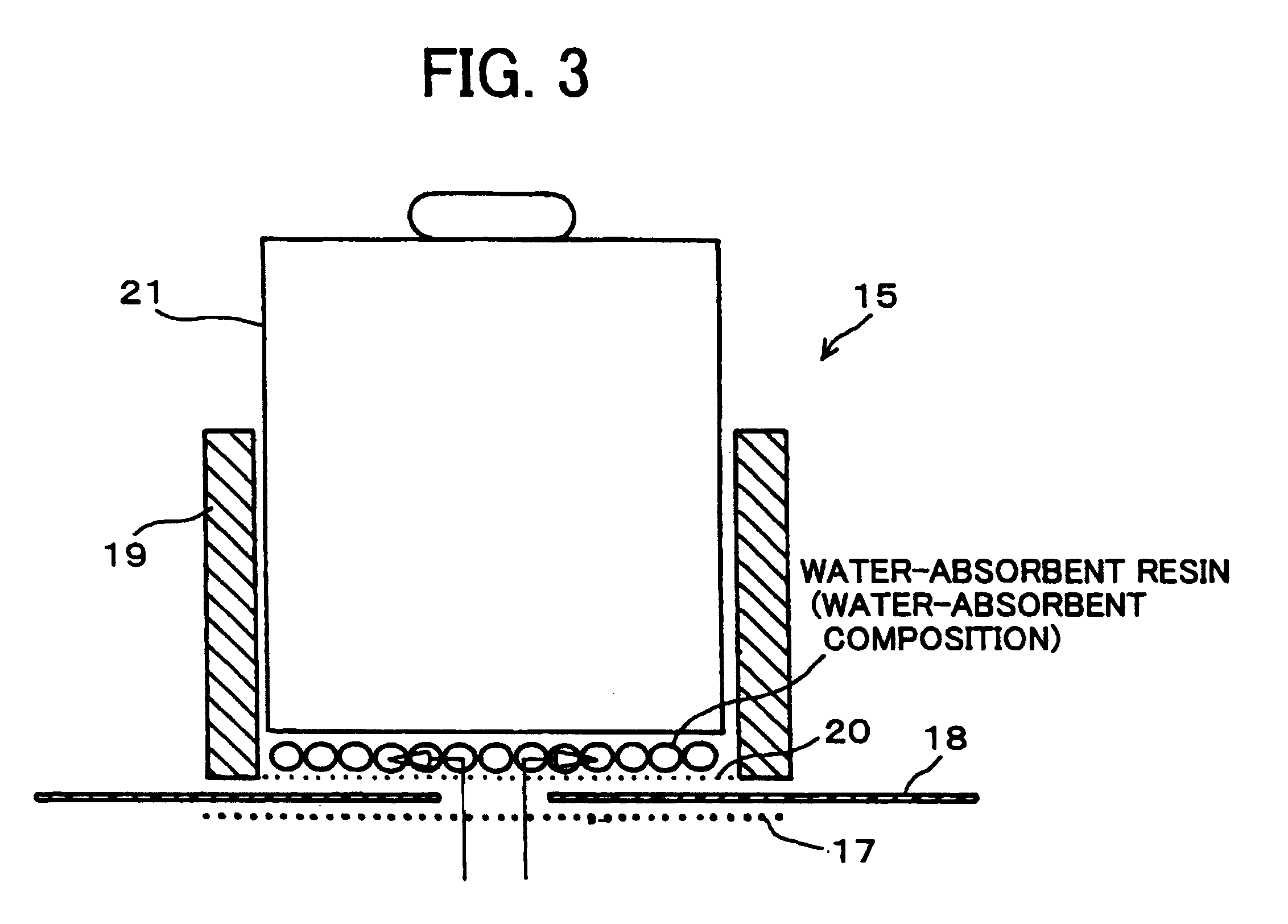 Water-absorbent composition, process for production thereof, absorbent and absorbing product