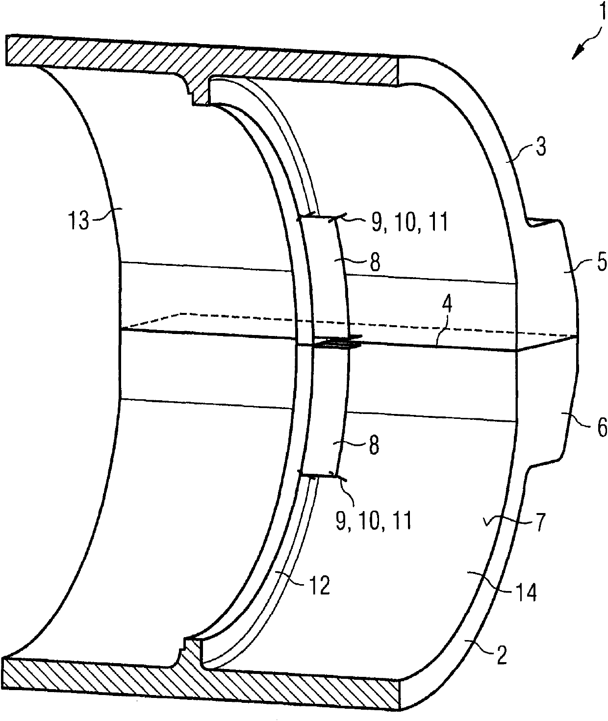 Turbine housing with wall cladding