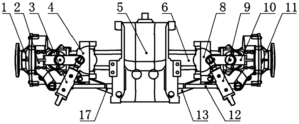 Double-hydraulic-cylinder power-assisted steering drive axle adopting lower-arranged adjusting arms