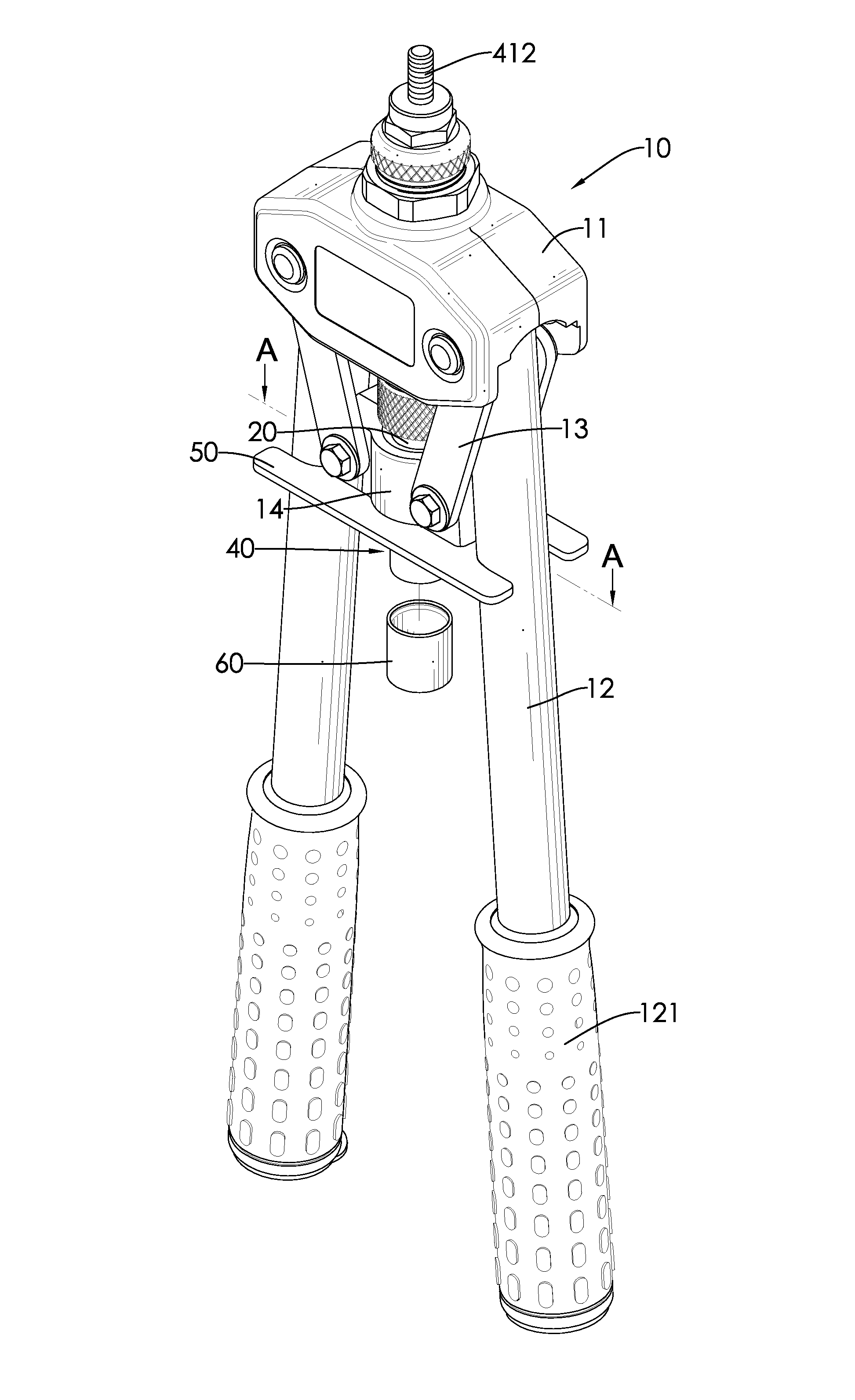 Hand-held rivet nut (rivet bolt) tool with quick-change mandrel