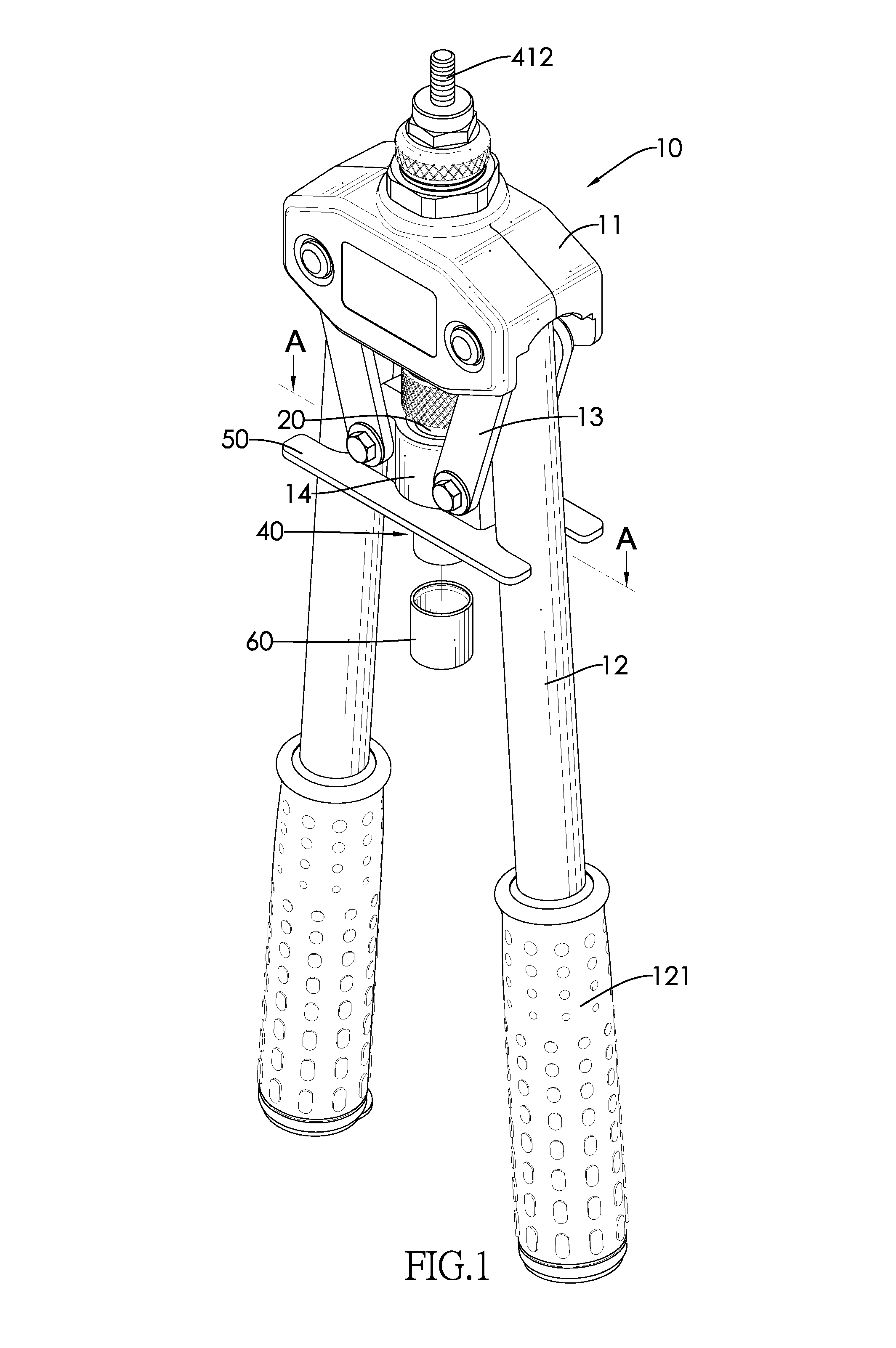 Hand-held rivet nut (rivet bolt) tool with quick-change mandrel