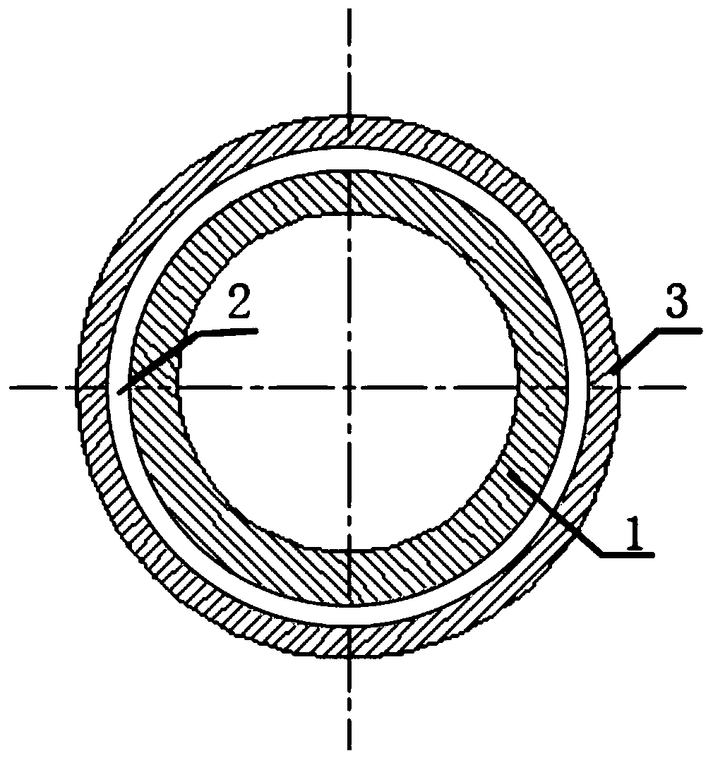 Double-metal composite tube with rubber interface structure and manufacturing method thereof