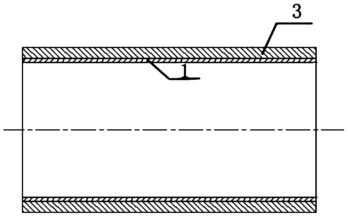 Double-metal composite tube with rubber interface structure and manufacturing method thereof