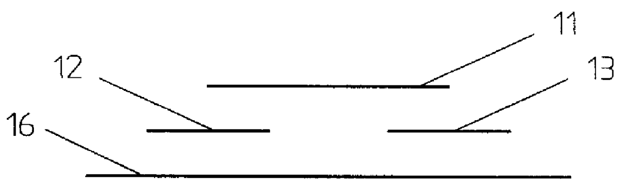 Antenna arrangements having radiating elements radiating at different frequencies