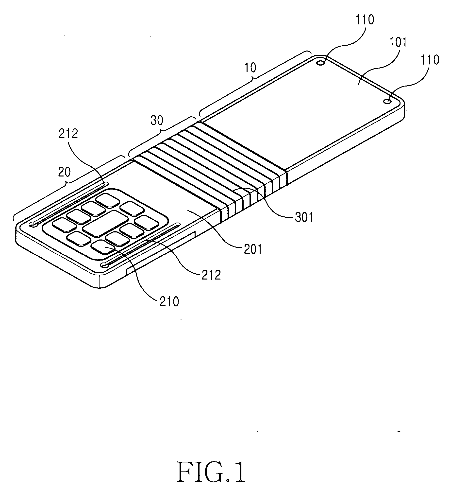 Slide-type portable terminal using flexible material