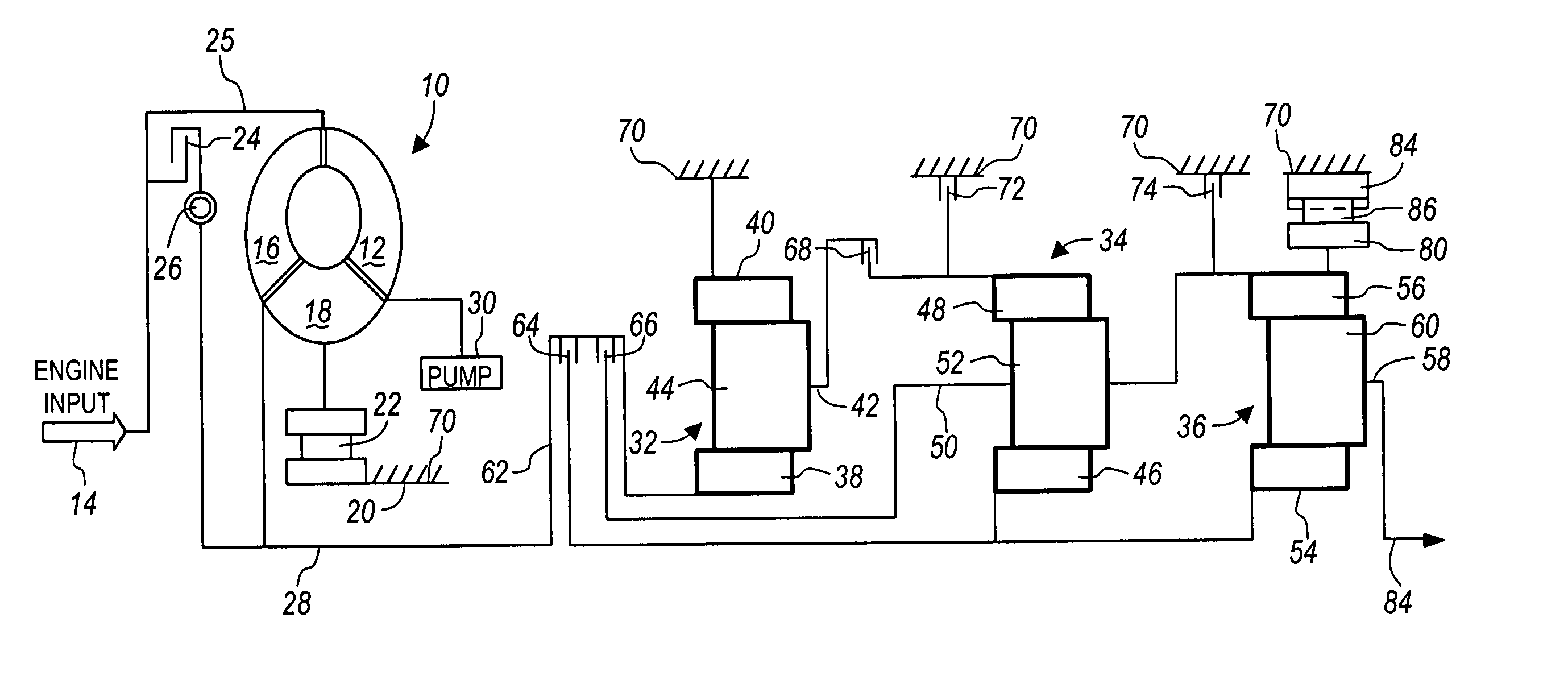 Multiple-speed power transmission for motor vehicles