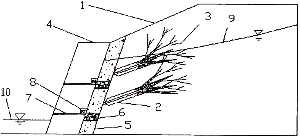 Water drainage system for water-enriched edge slope