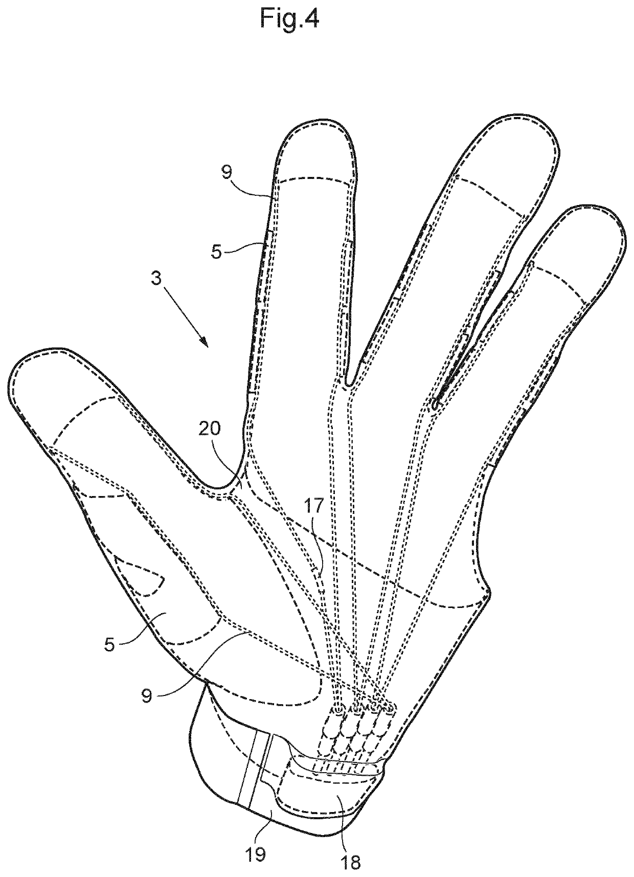 Finger glove liner and strengthening finger glove with liner