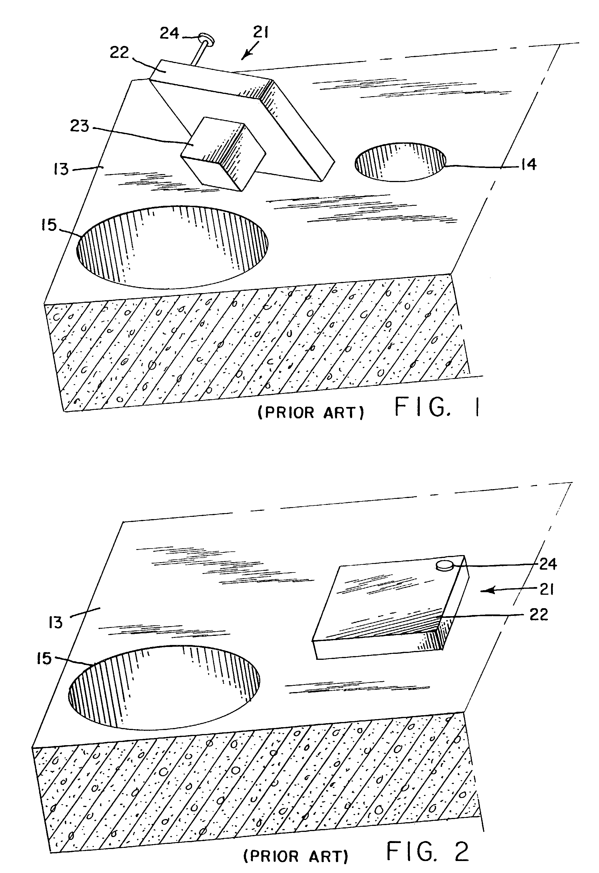 Plug for temporarily but securely covering holes in floor- or deck-type building structures