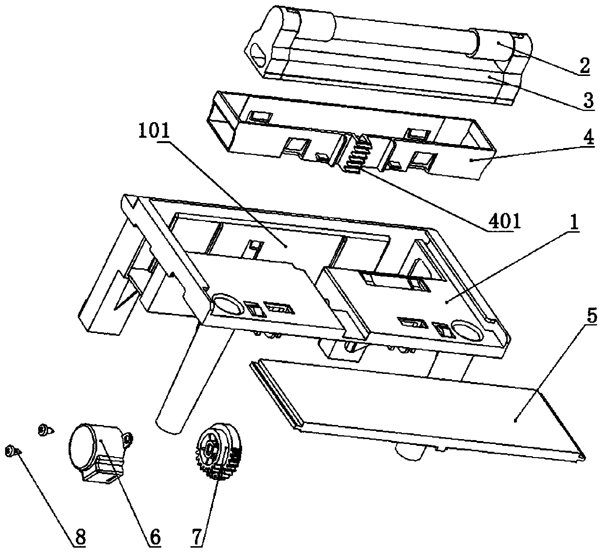 Hidden lifting disinfection module applied to clothes airer