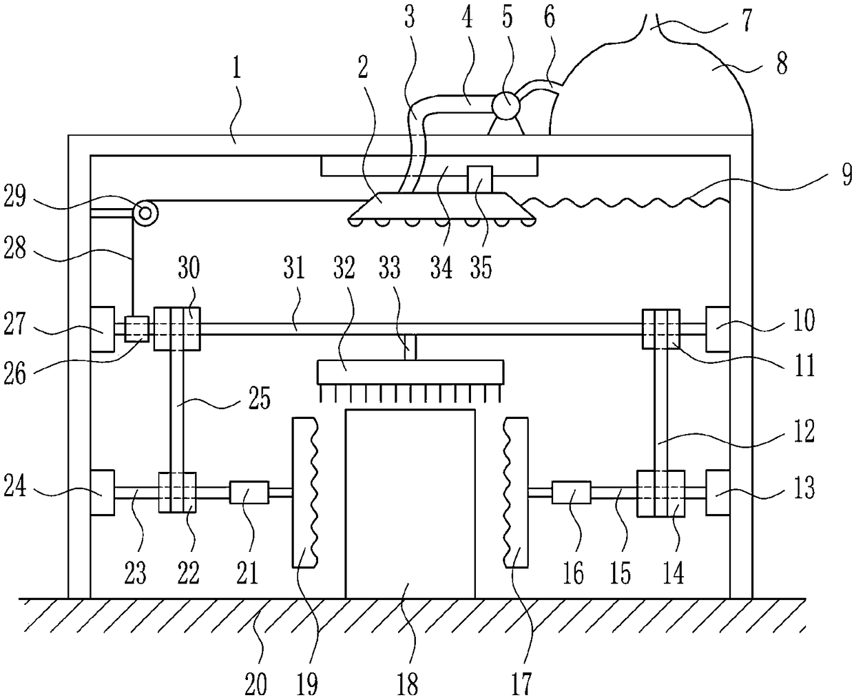 An environment-friendly cleaning device for a box-type substation