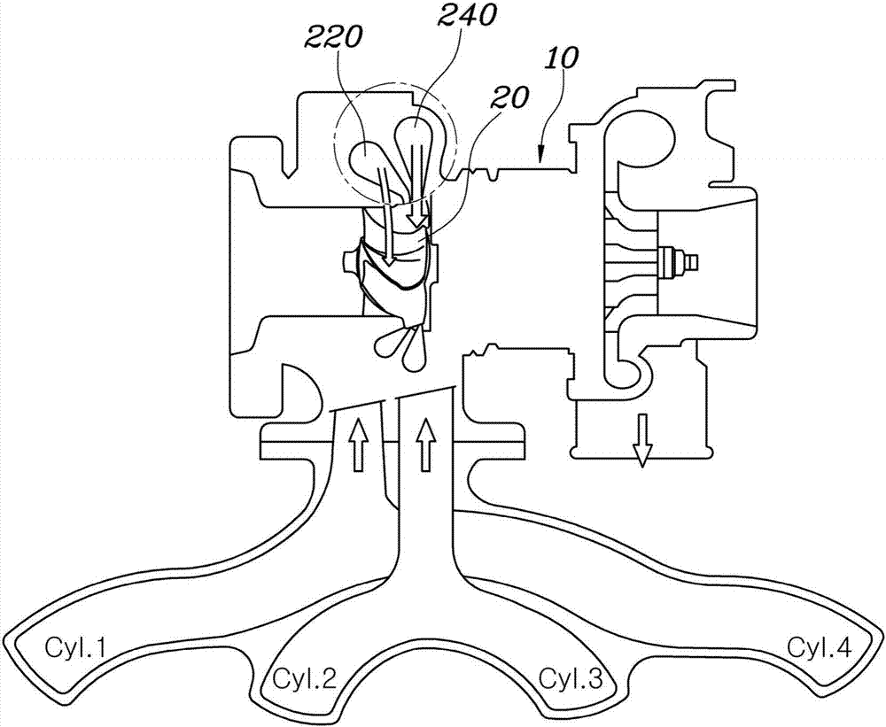 Turbocharger structure for vehicle