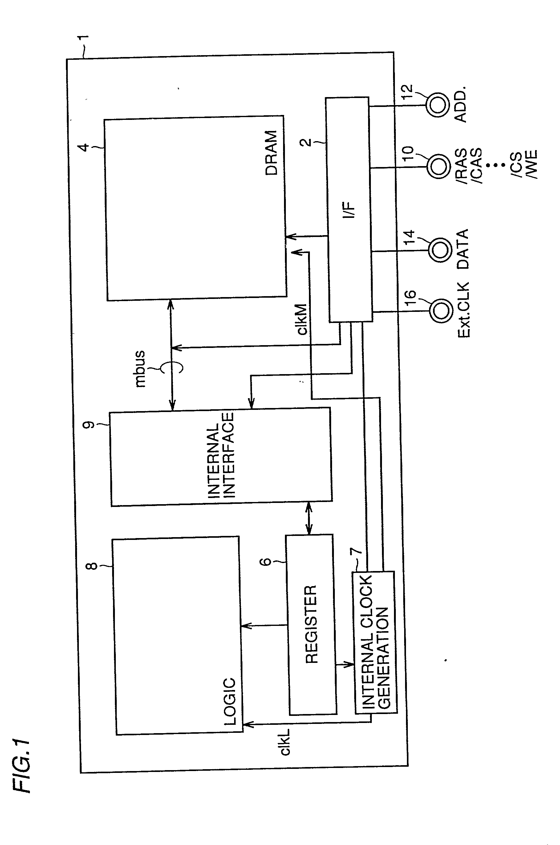 Simply interfaced semiconductor integrated circuit device including logic circuitry and embedded memory circuitry