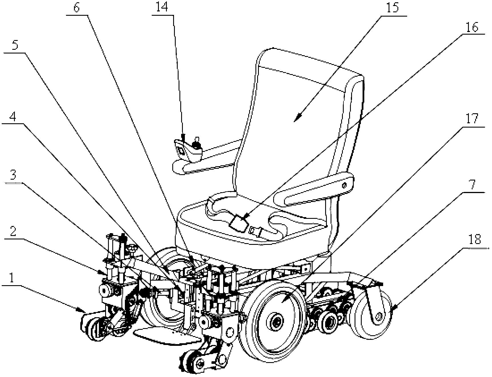 Reconfigurable wheel leg combination type wheelchair