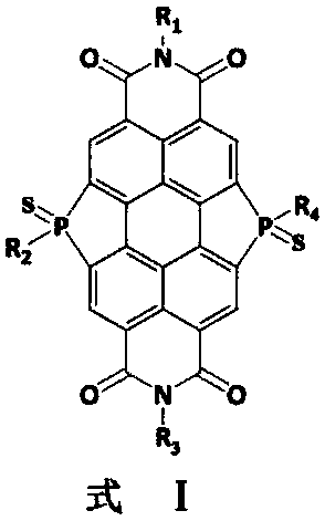 Bay-position organic phosphine bridged perylene bisimide containing phosphorus-sulfur bond structure and preparation method thereof