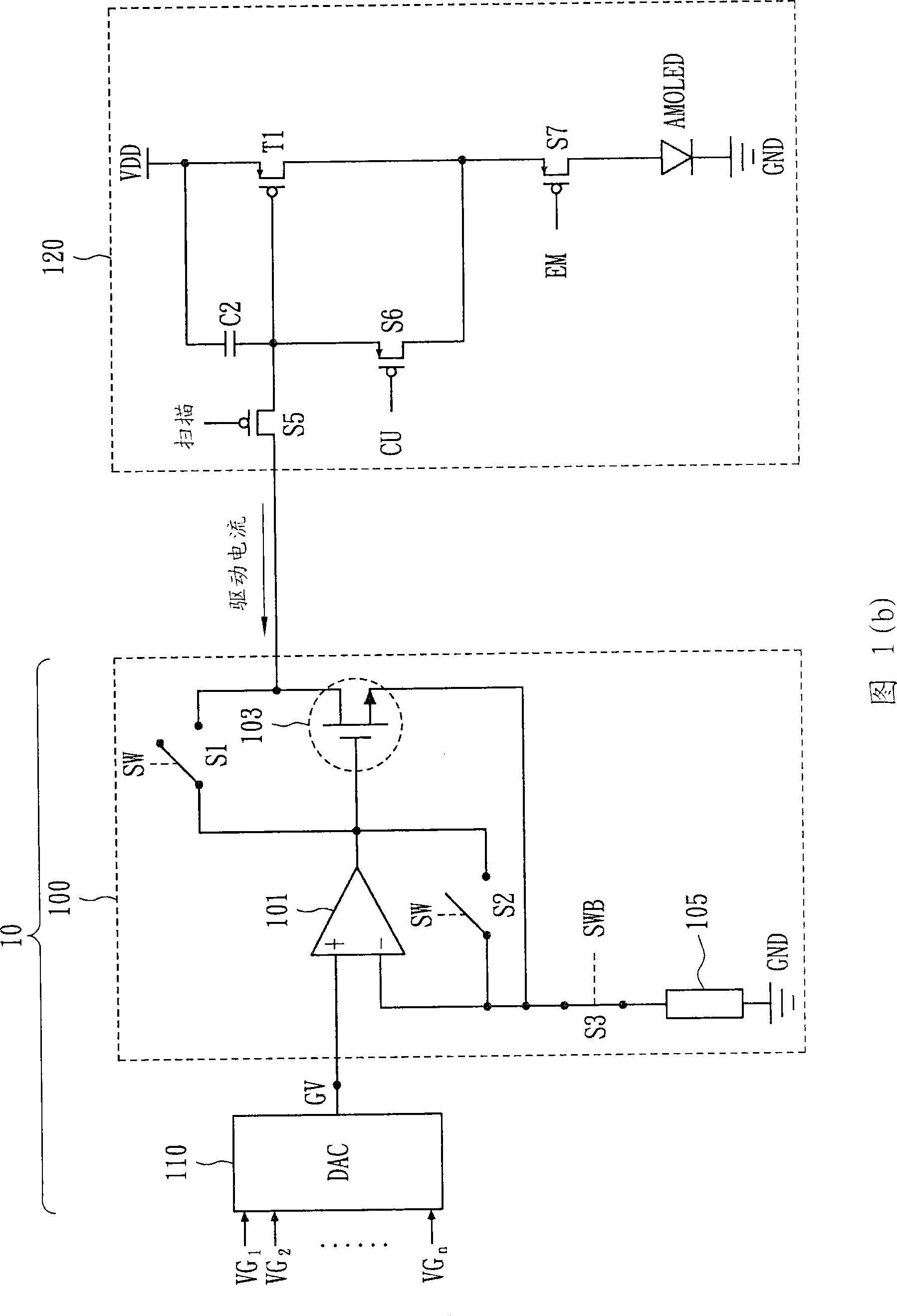 Driver and driver circuit for pixel circuit