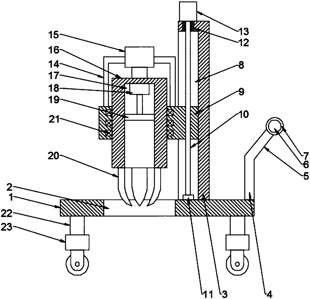 Plantation punching soil sampler having elevating function