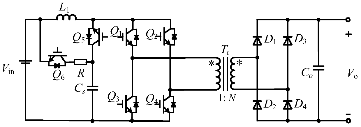 Active starting circuit of Boost full-bridge isolation converter and method