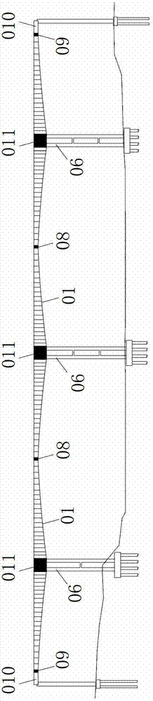 Slant leg rigid frame built-in prestressed concrete variable cross-section box girder bridge and construction method thereof