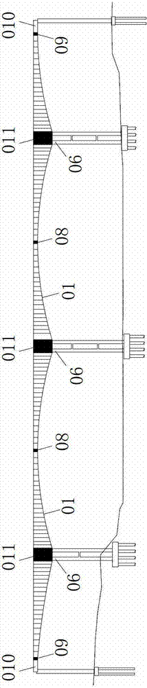 Slant leg rigid frame built-in prestressed concrete variable cross-section box girder bridge and construction method thereof