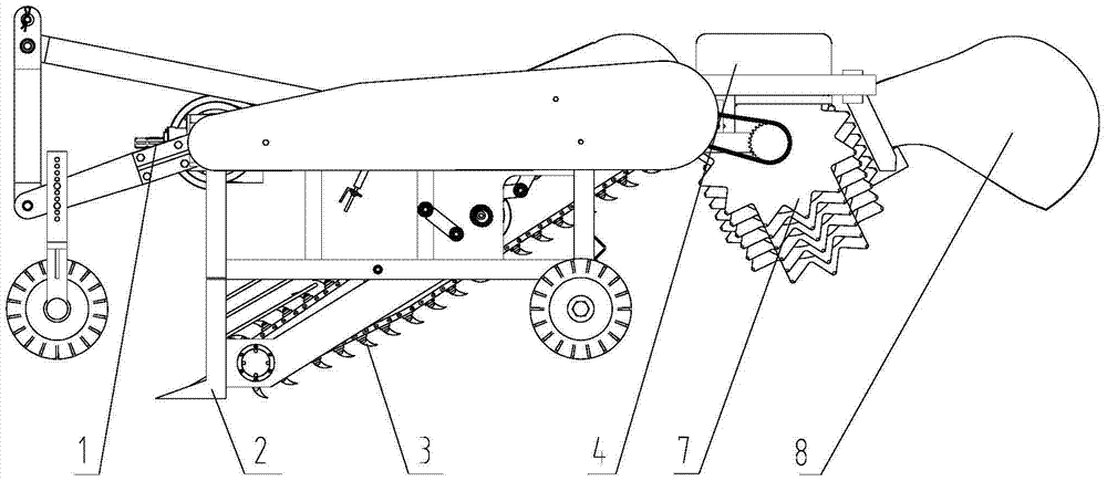 A small creeping peanut digging harvester for mulching planting