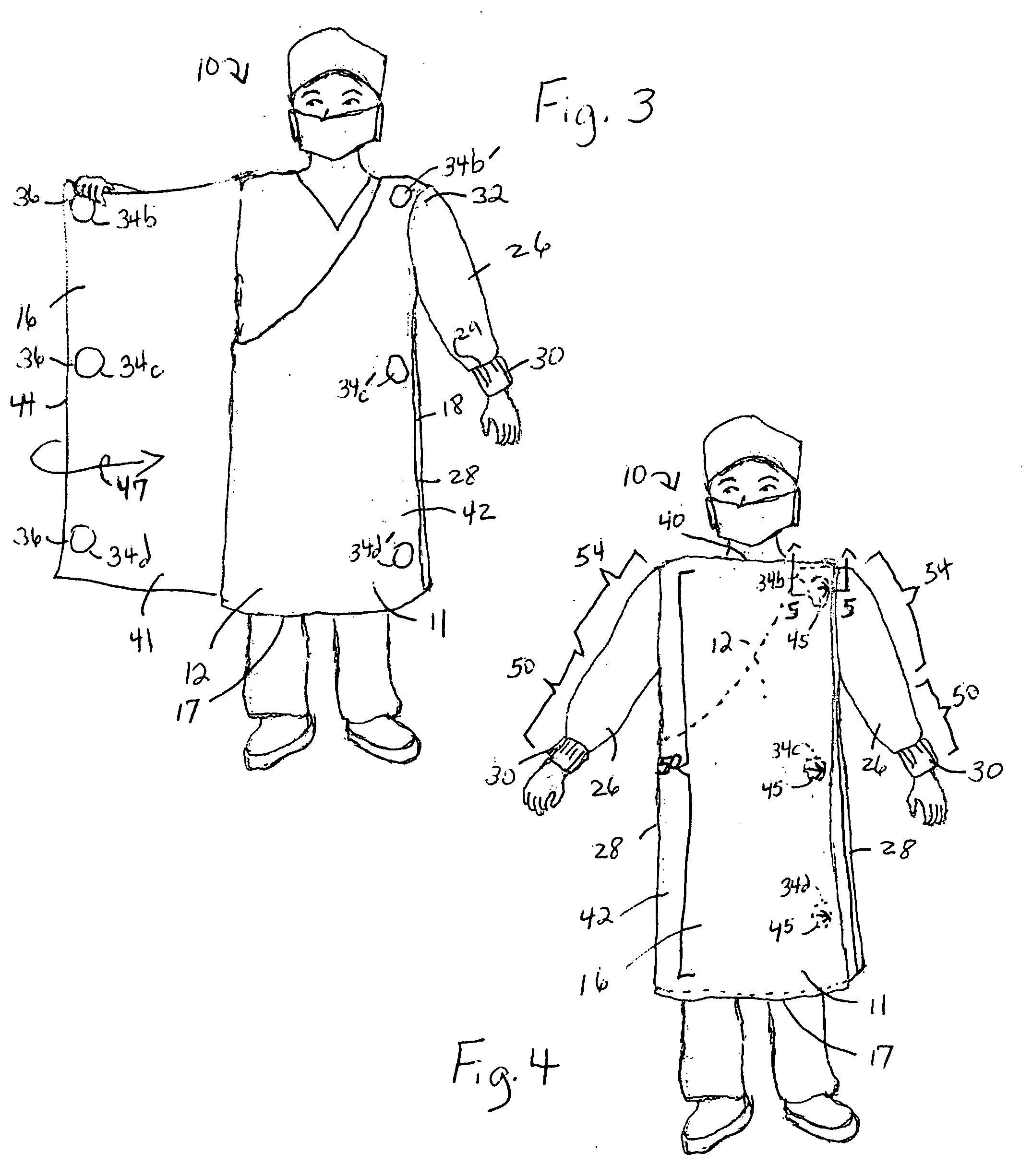 Surgical gown having adhesive tabs and methods of use