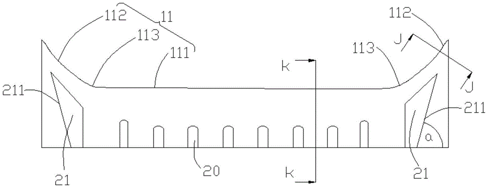 A chamfered crystallizer narrow surface copper plate