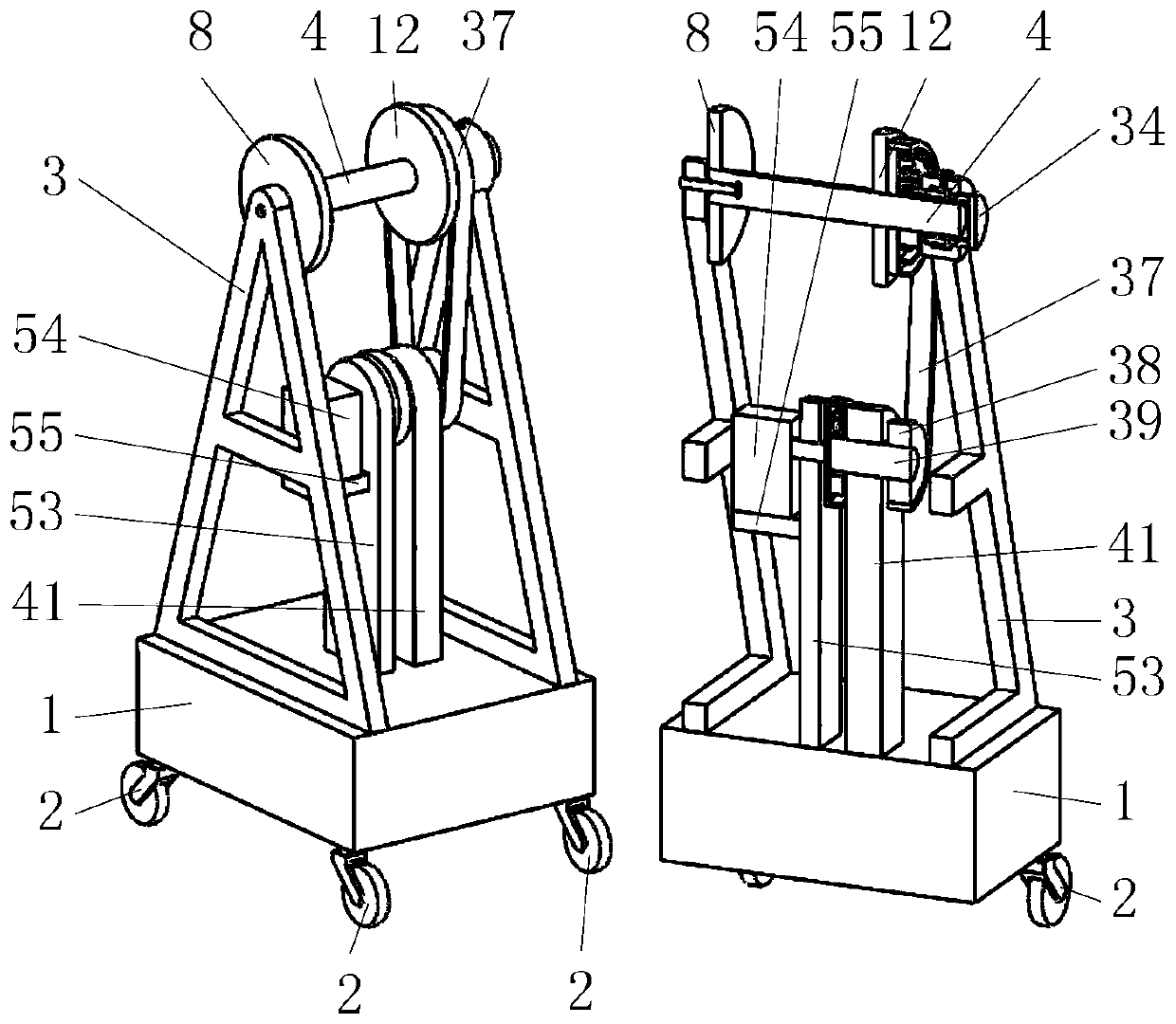 Electric wire device for construction site, and electric wire stringing and protecting method