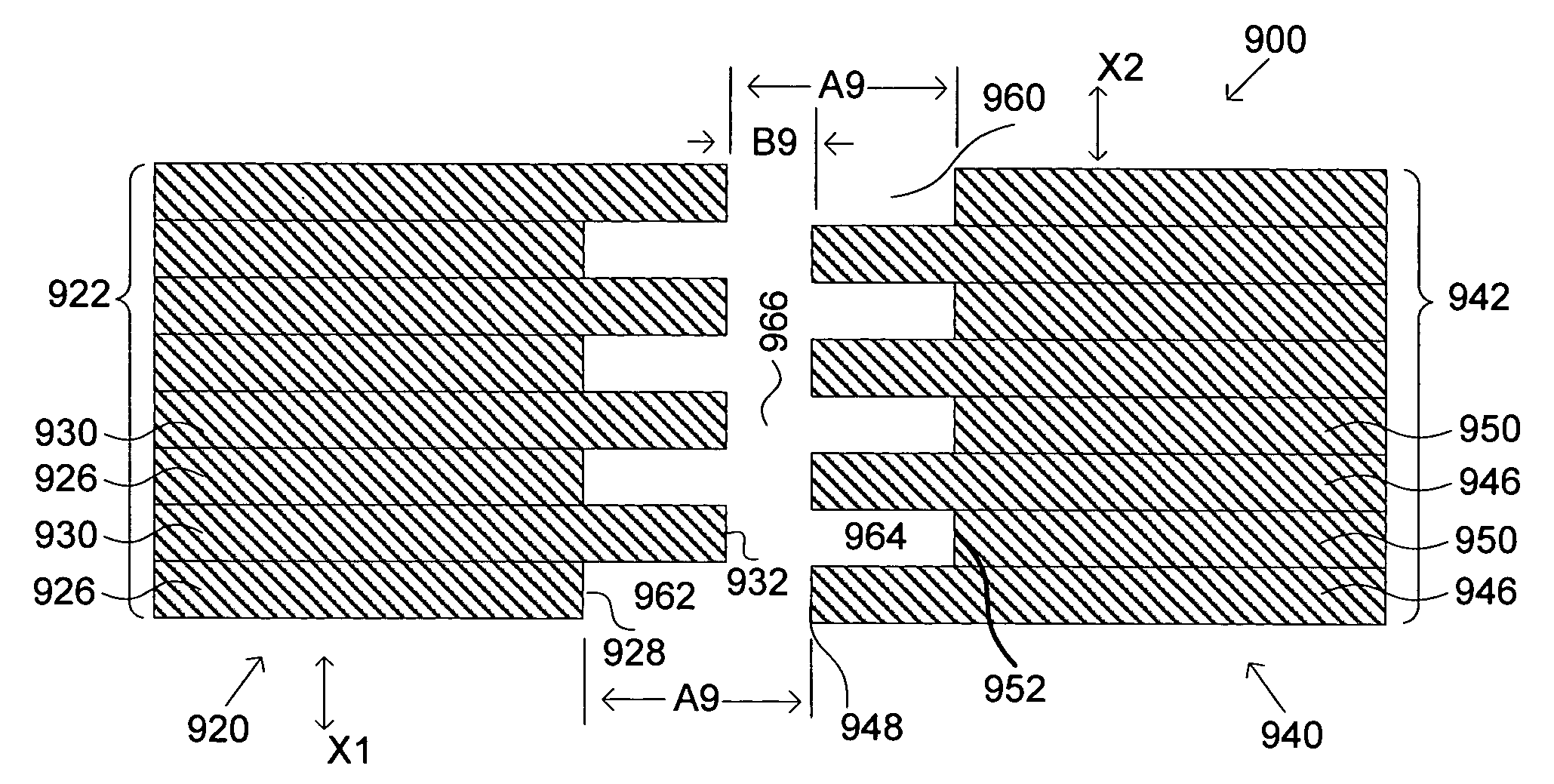 Multi-layer three-dimensional structures having features smaller than a minimum feature size associated with the formation of individual layers